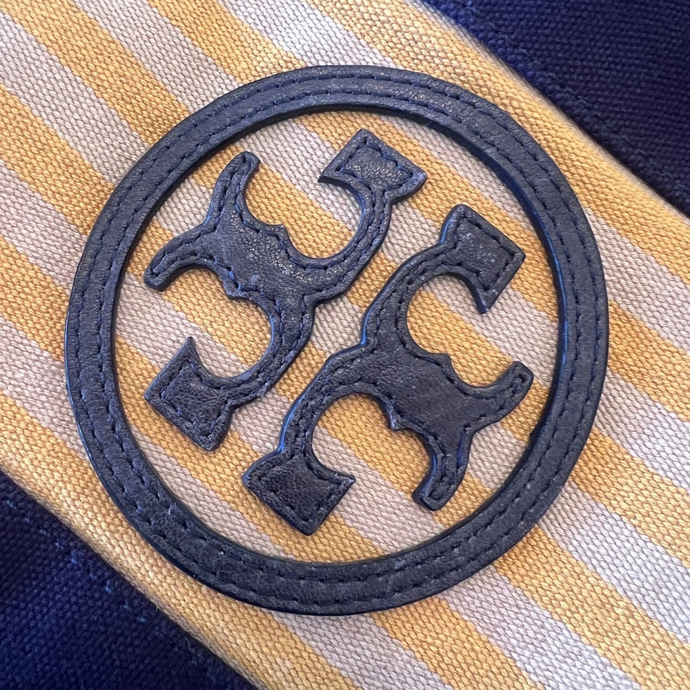 Tory Burch Blue and Yellow Canvas Tote - Picture 7 of 9